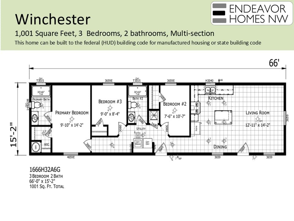Winchester 1001 sq ft floor plan