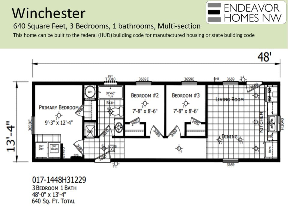 Winchester 640 sq ft floor plan