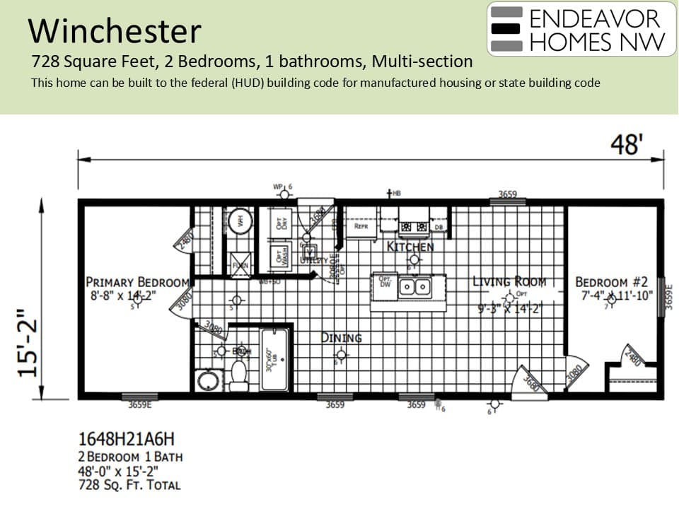 Winchester 728 sq ft floor plan