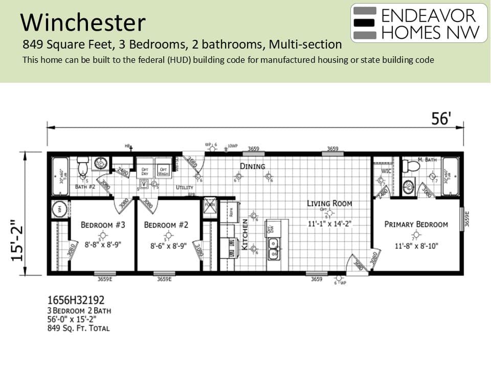 Winchester 849 sq ft floor plan