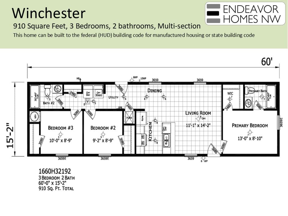 Winchester 910 sq ft floor plan