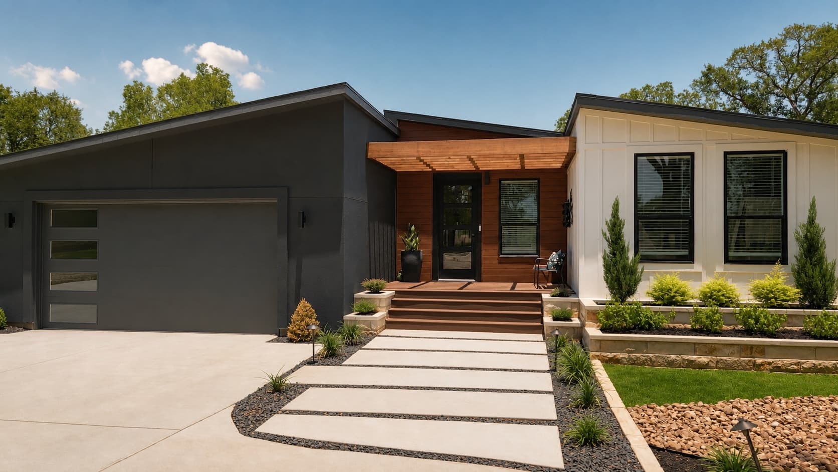 Modern factory-built home exterior