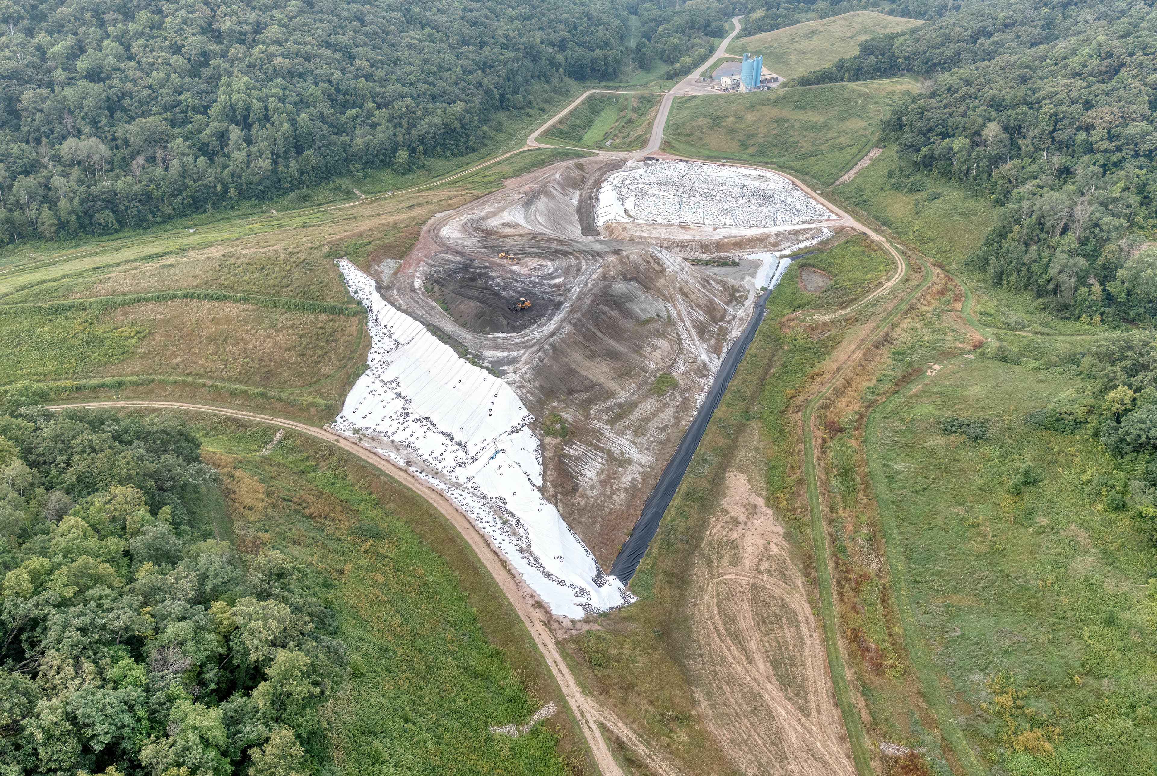 Aerial view of a property site under preparation